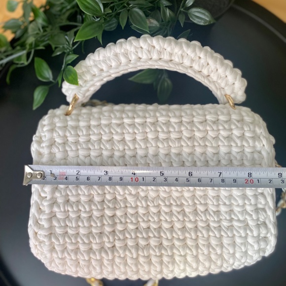 White Handmade bag/Crochet bag/Crochet handbag/Hand knitted bag/Shoulder bag - Picture 6 of 8